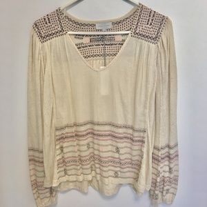 Lucky Brand Market Embroidered Peasant Top